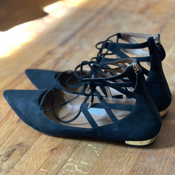 Aquazzura Belgravia black lace up flats sz 42 - Picture 6 of 9
